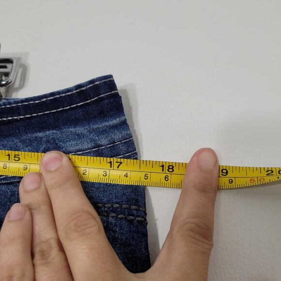 Marie Claire Cropped Denim Blue Jeans Thick Stitch Stretch Size 13 - Picture 9 of 11